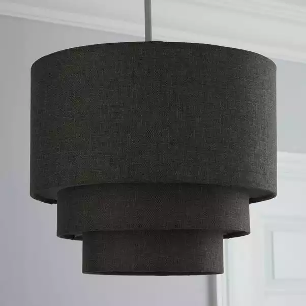 Dunelm Henna 3 Tier Faux Linen Lamp Shade 35cm Grey 4 Dunelm Henna 3 Tier Faux Linen Lamp Shade 35cm Grey - Image 2