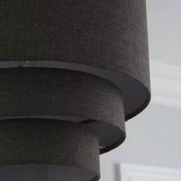 Dunelm Henna 3 Tier Faux Linen Lamp Shade 35cm Grey 5 Dunelm Henna 3 Tier Faux Linen Lamp Shade 35cm Grey - Image 3