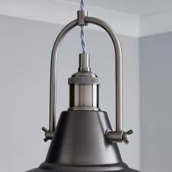 Dunelm Lucas Industrial 1 Light Pendant Pewter Ceiling Fitting -all lighting Sales Store 1000084135 alt02