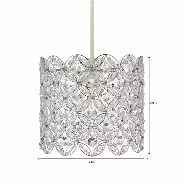 Dunelm Arden Floral Chrome Easy Fit Pendant 7 Dunelm Arden Floral Chrome Easy Fit Pendant - Image 5
