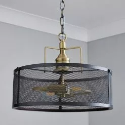 Dunelm Kalix 2 Light Mesh Black Gold Ceiling Fitting -all lighting Sales Store 1000111870 alt01