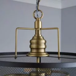 Dunelm Kalix 2 Light Mesh Black Gold Ceiling Fitting -all lighting Sales Store 1000111870 alt02