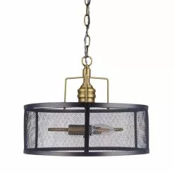 Dunelm Kalix 2 Light Mesh Black Gold Ceiling Fitting -all lighting Sales Store 1000111870 alt05