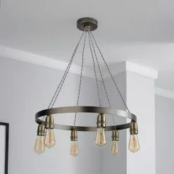 Dunelm Marsden Industrial 6 Light Hoop Antique Brass Ceiling Fitting 9 Dunelm Marsden Industrial 6 Light Hoop Antique Brass Ceiling Fitting -all lighting Sales Store 1000111933 alt01