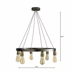 Dunelm Marsden Industrial 6 Light Hoop Antique Brass Ceiling Fitting 12 Dunelm Marsden Industrial 6 Light Hoop Antique Brass Ceiling Fitting -all lighting Sales Store 1000111933 alt04