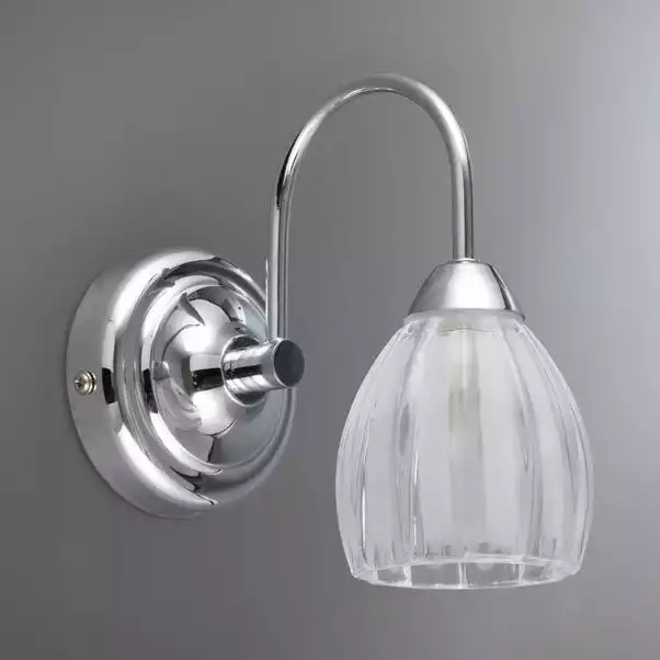 Dunelm Julius Ribbed Glass Bathroom Wall Light 4 Dunelm Julius Ribbed Glass Bathroom Wall Light - Image 2