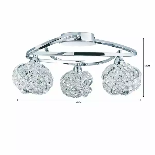 Dunelm Cecilie 3 Light Crystal Semi-Flush Ceiling Fitting 8 Dunelm Cecilie 3 Light Crystal Semi-Flush Ceiling Fitting - Image 6
