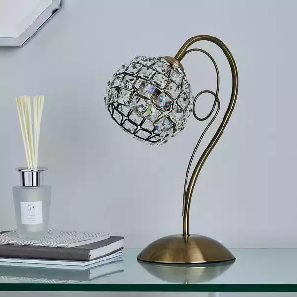 Dunelm Bergen Crystal Antique Brass Table Lamp 4 Dunelm Bergen Crystal Antique Brass Table Lamp - Image 2