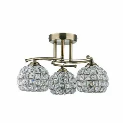 Dunelm Bergen 3 Light Crystal Antique Brass Ceiling Fitting -all lighting Sales Store 1000119863 alt05