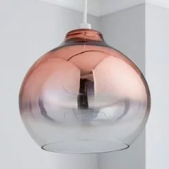 Dunelm Nivala Ombre Smoked Glass Copper Easy Fit Pendant -all lighting Sales Store 1000119933 alt01