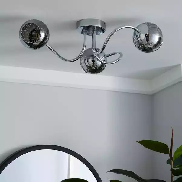 Dunelm Arta 3 Light Semi-Flush Chrome Ceiling Fitting 4 Dunelm Arta 3 Light Semi-Flush Chrome Ceiling Fitting - Image 2