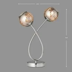 Dunelm Arta 2 Light Smoked Glass Table Lamp -all lighting Sales Store 1000137347 alt04