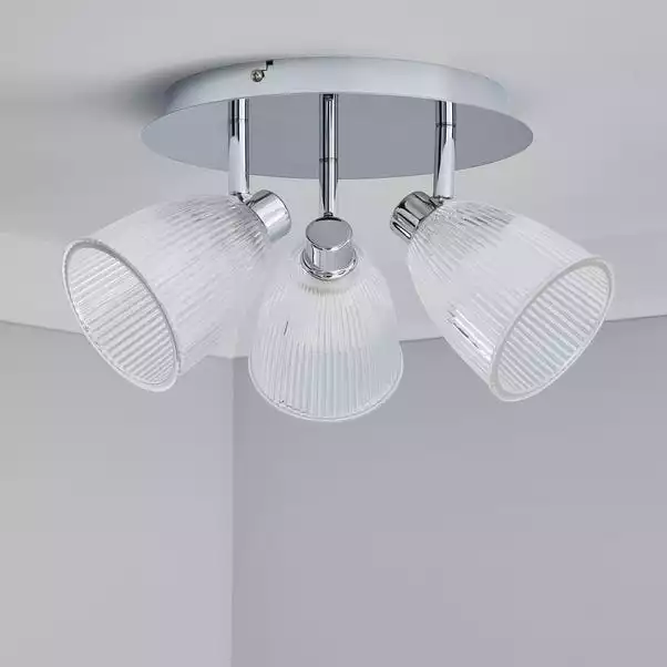 Dunelm Bremont 3 Light Ribbed Glass Bathroom Spotlight 4 Dunelm Bremont 3 Light Ribbed Glass Bathroom Spotlight - Image 2