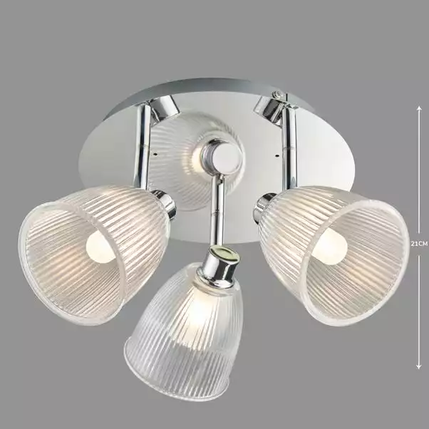 Dunelm Bremont 3 Light Ribbed Glass Bathroom Spotlight 7 Dunelm Bremont 3 Light Ribbed Glass Bathroom Spotlight - Image 5
