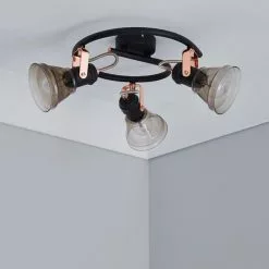 Dunelm Milas 3 Light Black Industrial Semi-Flush Ceiling Fitting 9 Dunelm Milas 3 Light Black Industrial Semi-Flush Ceiling Fitting -all lighting Sales Store 1000139082 alt01