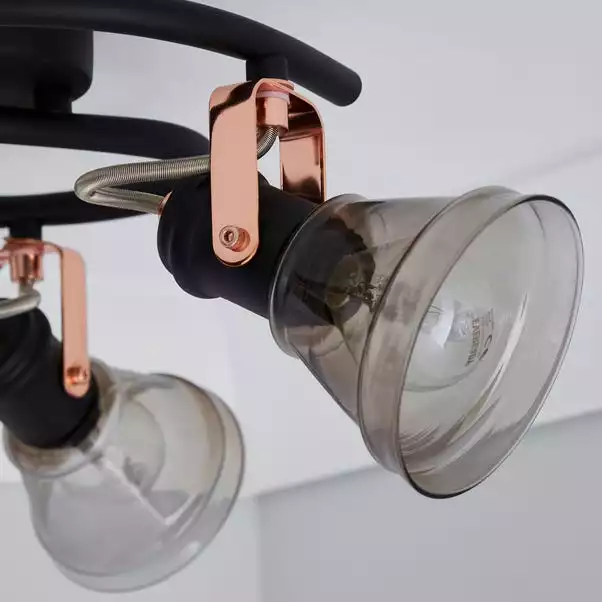 Dunelm Milas 3 Light Black Industrial Semi-Flush Ceiling Fitting 5 Dunelm Milas 3 Light Black Industrial Semi-Flush Ceiling Fitting - Image 3