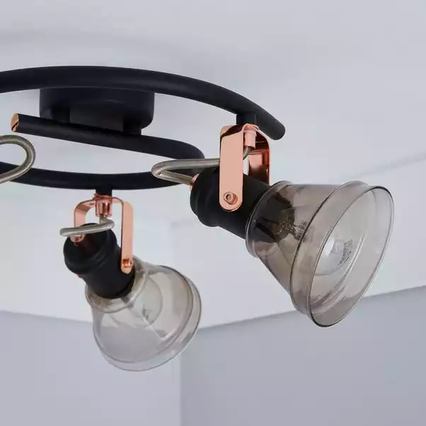 Dunelm Milas 3 Light Black Industrial Semi-Flush Ceiling Fitting 6 Dunelm Milas 3 Light Black Industrial Semi-Flush Ceiling Fitting - Image 4