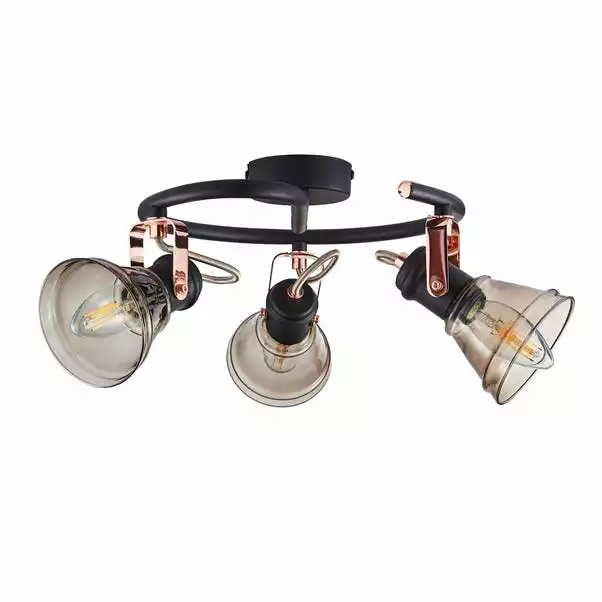 Dunelm Milas 3 Light Black Industrial Semi-Flush Ceiling Fitting 7 Dunelm Milas 3 Light Black Industrial Semi-Flush Ceiling Fitting - Image 5