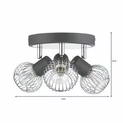 Dunelm Mattia 3 Light Wire Cage Matt Grey Spotlight -all lighting Sales Store 1000139084 alt06