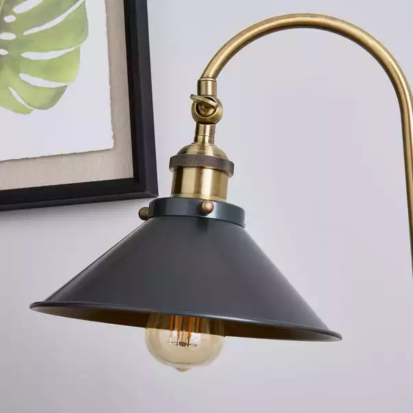 Dunelm Logan Antique Brass Grey Industrial Table Lamp 5 Dunelm Logan Antique Brass Grey Industrial Table Lamp - Image 3