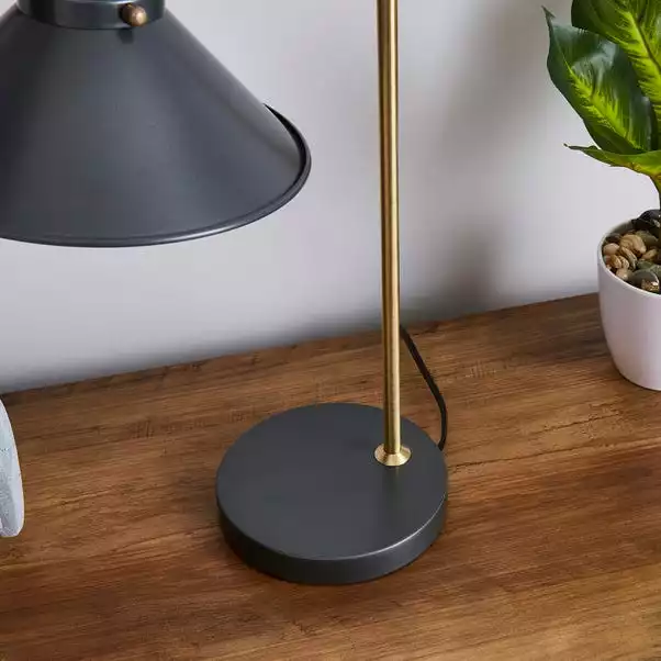 Dunelm Logan Antique Brass Grey Industrial Table Lamp 6 Dunelm Logan Antique Brass Grey Industrial Table Lamp - Image 4