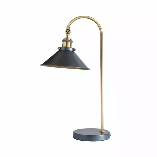 Dunelm Logan Antique Brass Grey Industrial Table Lamp 7 Dunelm Logan Antique Brass Grey Industrial Table Lamp - Image 5