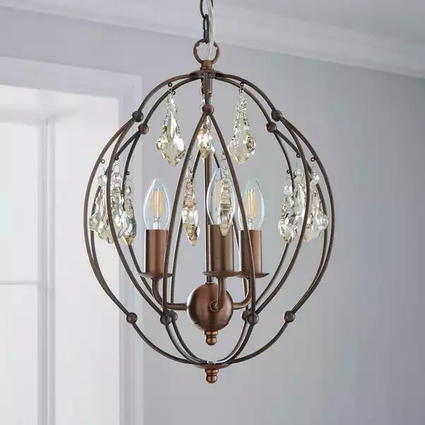 Dunelm Salino Globe 3 Light Antique Copper Chandelier 4 Dunelm Salino Globe 3 Light Antique Copper Chandelier - Image 2