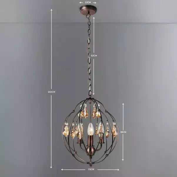 Dunelm Salino Globe 3 Light Antique Copper Chandelier 7 Dunelm Salino Globe 3 Light Antique Copper Chandelier - Image 5