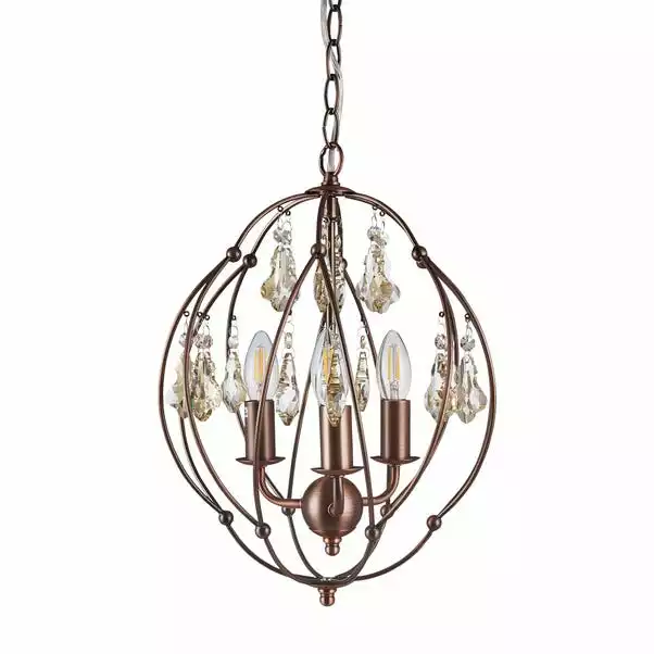Dunelm Salino Globe 3 Light Antique Copper Chandelier 8 Dunelm Salino Globe 3 Light Antique Copper Chandelier - Image 6