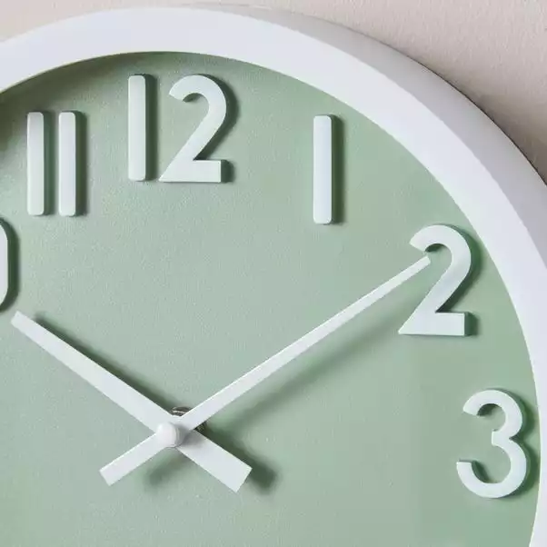 Dunelm 3D Numbers 25cm Wall Clock Sage 4 Dunelm 3D Numbers 25cm Wall Clock Sage - Image 2