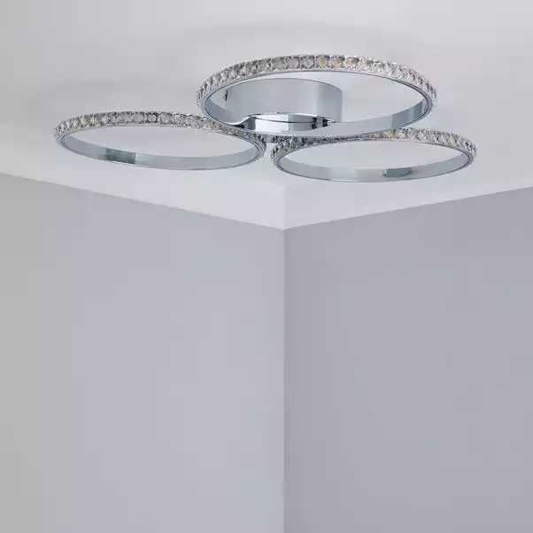 Dunelm Oraylia 3 Light Integrated LED Hoops Jewel Chrome Ceiling Fitting 4 Dunelm Oraylia 3 Light Integrated LED Hoops Jewel Chrome Ceiling Fitting - Image 2