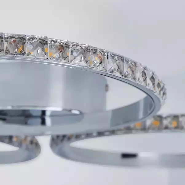 Dunelm Oraylia 3 Light Integrated LED Hoops Jewel Chrome Ceiling Fitting 5 Dunelm Oraylia 3 Light Integrated LED Hoops Jewel Chrome Ceiling Fitting - Image 3