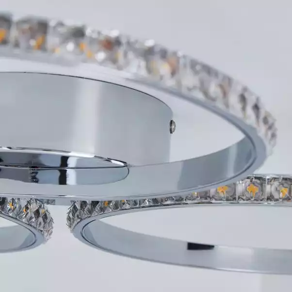 Dunelm Oraylia 3 Light Integrated LED Hoops Jewel Chrome Ceiling Fitting 6 Dunelm Oraylia 3 Light Integrated LED Hoops Jewel Chrome Ceiling Fitting - Image 4