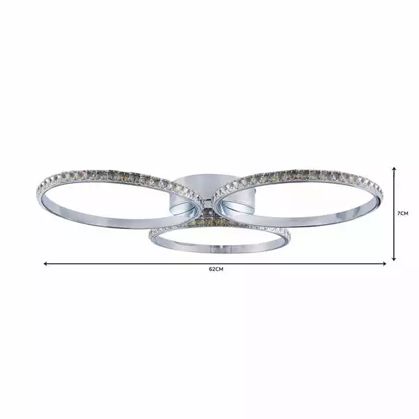 Dunelm Oraylia 3 Light Integrated LED Hoops Jewel Chrome Ceiling Fitting 8 Dunelm Oraylia 3 Light Integrated LED Hoops Jewel Chrome Ceiling Fitting - Image 6