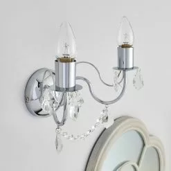 Dunelm Elizabeth 2 Light Chrome Bathroom Wall Light -all lighting Sales Store 1000149087 alt01