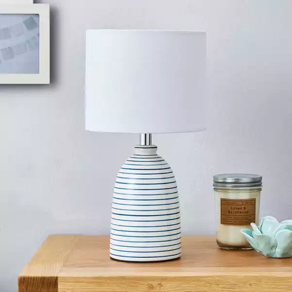 Dunelm Tenby Ceramic White And Blue Table Lamp 4 Dunelm Tenby Ceramic White And Blue Table Lamp - Image 2