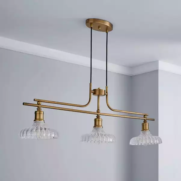 Dunelm Colt 3 Light Diner Antique Brass Ceiling Fitting 4 Dunelm Colt 3 Light Diner Antique Brass Ceiling Fitting - Image 2