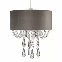 Dunelm Halle Velvet Jewel Grey Easy Fit Pendant 11 Dunelm Halle Velvet Jewel Grey Easy Fit Pendant -all lighting Sales Store 1000149159 alt05