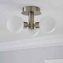 Dunelm Hamptworth 3 Light Frosted Glass Semi-Flush Ceiling Fitting -all lighting Sales Store 1000157751 alt01