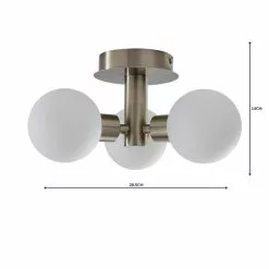 Dunelm Hamptworth 3 Light Frosted Glass Semi-Flush Ceiling Fitting -all lighting Sales Store 1000157751 alt04