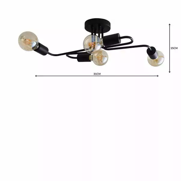 Dunelm Kacy 4 Light Black Flush Ceiling Fitting 7 Dunelm Kacy 4 Light Black Flush Ceiling Fitting - Image 5