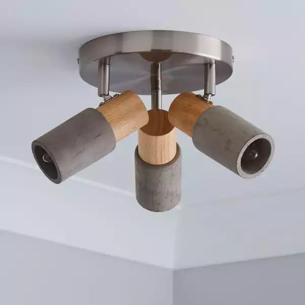 Dunelm Inka 3 Light Concrete Wood Spotlight 4 Dunelm Inka 3 Light Concrete Wood Spotlight - Image 2