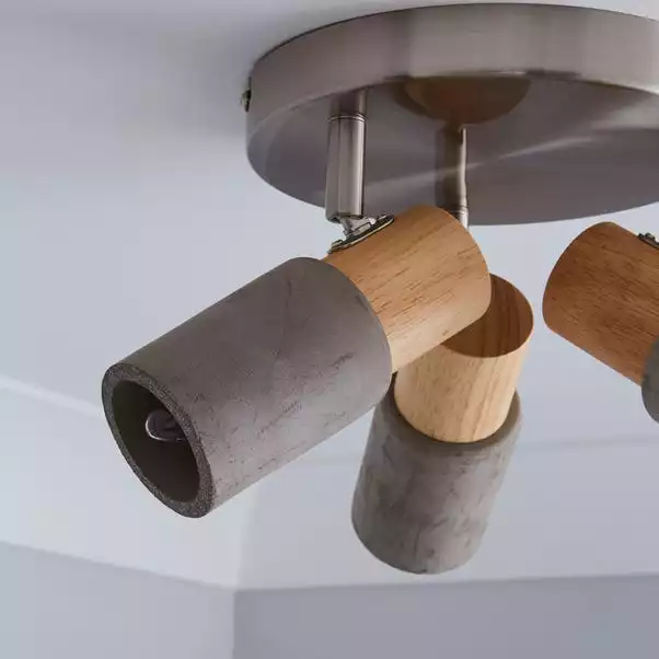 Dunelm Inka 3 Light Concrete Wood Spotlight 5 Dunelm Inka 3 Light Concrete Wood Spotlight - Image 3