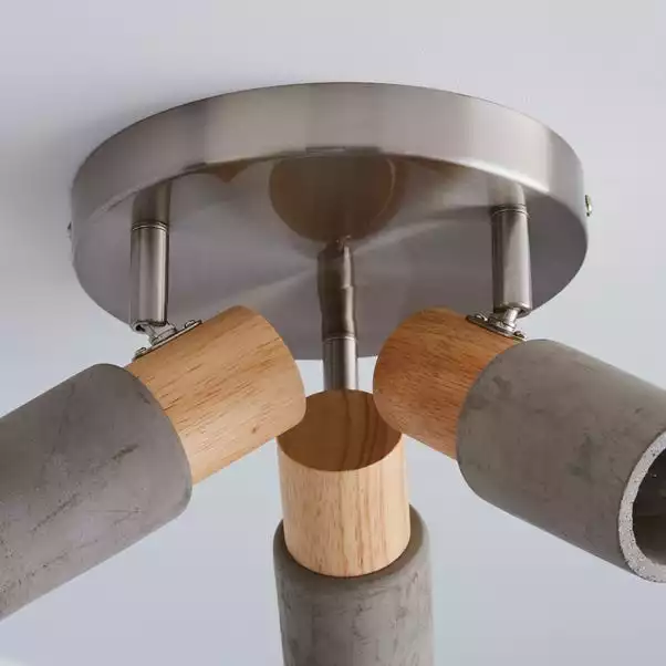 Dunelm Inka 3 Light Concrete Wood Spotlight 6 Dunelm Inka 3 Light Concrete Wood Spotlight - Image 4