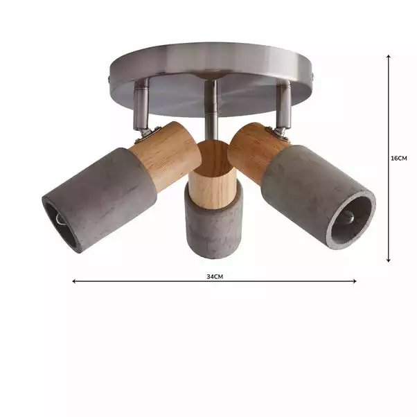Dunelm Inka 3 Light Concrete Wood Spotlight 7 Dunelm Inka 3 Light Concrete Wood Spotlight - Image 5