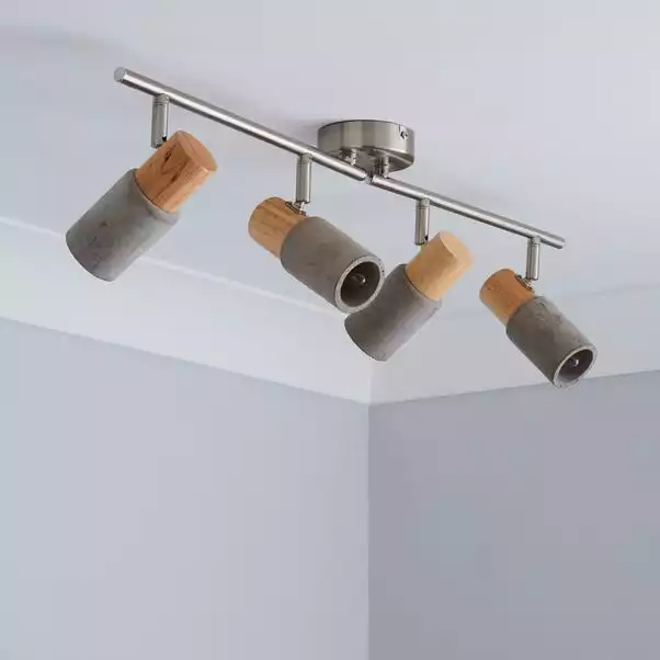 Dunelm Inka 4 Light Concrete Wood Spotlight Bar 4 Dunelm Inka 4 Light Concrete Wood Spotlight Bar - Image 2