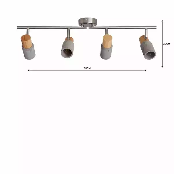 Dunelm Inka 4 Light Concrete Wood Spotlight Bar 7 Dunelm Inka 4 Light Concrete Wood Spotlight Bar - Image 5