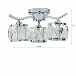 Dunelm Kleio 3 Light Glass Chrome Semi-Flush Ceiling Fitting -all lighting Sales Store 1000157757 alt04