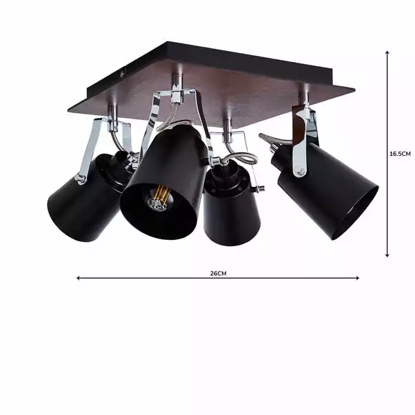Dunelm Johan 4 Light Black Spotlight 7 Dunelm Johan 4 Light Black Spotlight - Image 5