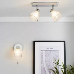 Dunelm Bremont 2 Light Ribbed Glass Bathroom Spotlight -all lighting Sales Store 1000157769 alt08